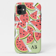 Watermelon 'Monogram' green iPhone case vertical
