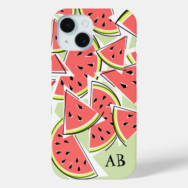 Watermelon 'Monogram' green iPhone case vertical (Back)