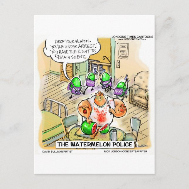 Watermelon Murder Funny Tees Mugs & Gifts Postcard (Front)