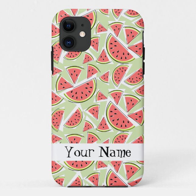 Watermelon 'Name' Multi green iPhone  case (Back)