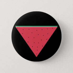 Watermelon on inverted red triangle resistance 6 cm round badge