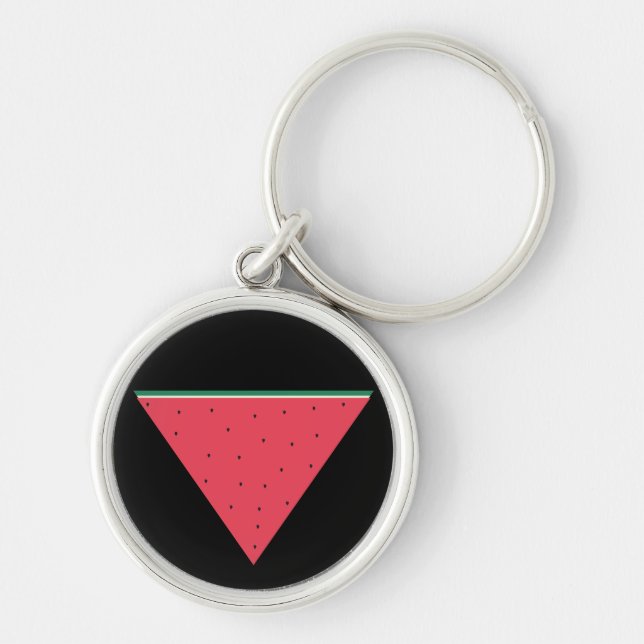 Watermelon on inverted red triangle resistance key ring (Front)