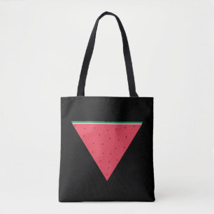 Watermelon on inverted red triangle resistance tote bag