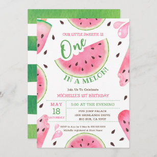 Watermelon One In A Melon 1st Birthday Invitation