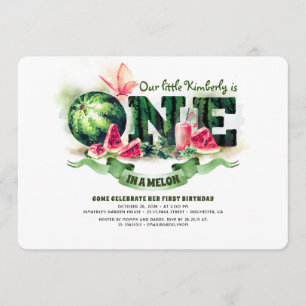 Watermelon One in a Melon 1st Birthday Invitation