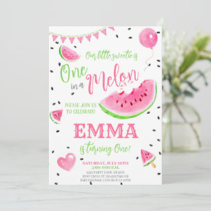 Watermelon One In A Melon 1st Birthday Invitation