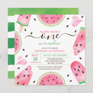 Watermelon One In A Melon 1st Birthday Invitation