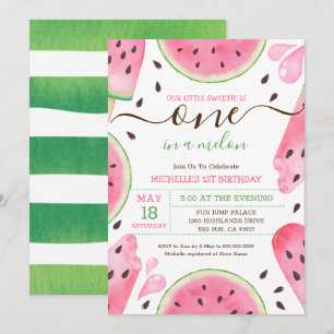 Watermelon One In A Melon 1st Birthday Invitation