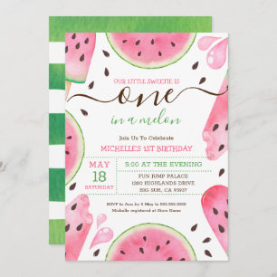 Watermelon One In A Melon 1st Birthday Invitation