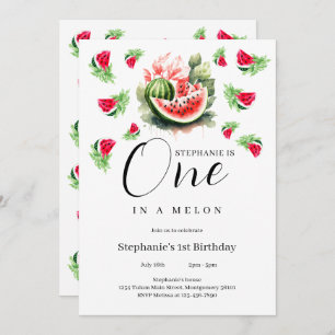 Watermelon One in a melon 1st Birthday Party Invitation