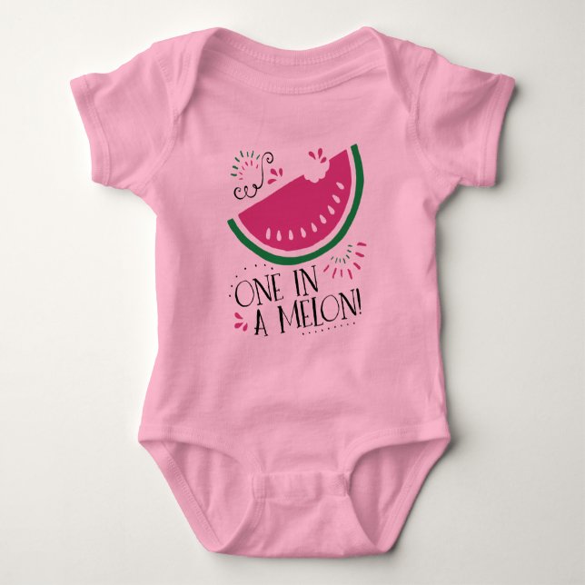 Watermelon One in a Melon Baby Romper Bodysuit (Front)