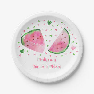 Watermelon One In A Melon Birthday Paper Plate