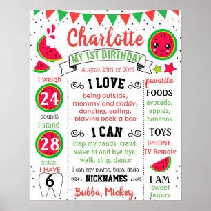 Watermelon One in a melon Birthday sign