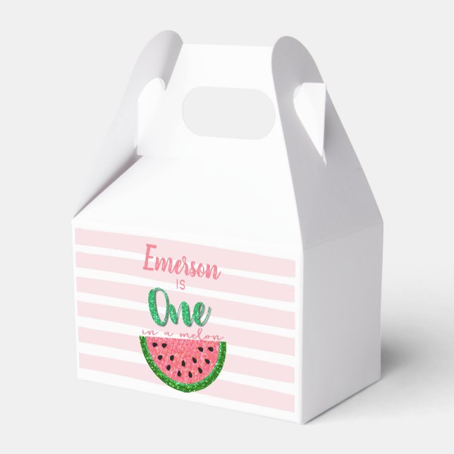 Watermelon, One in a Melon, Favour Boxes, Birthday Favour Box (Front Side)