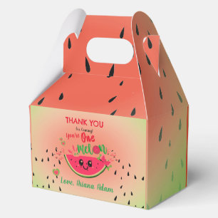 Watermelon One in a Melon Girl's First Birthday Favour Box