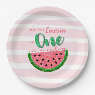 Watermelon, One in a Melon Invitation Paper Plate