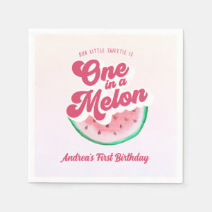 Watermelon One in a Melon Retro First Birthday Napkin
