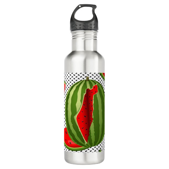 Watermelon Palestine Map Slice 710 Ml Water Bottle (Front)