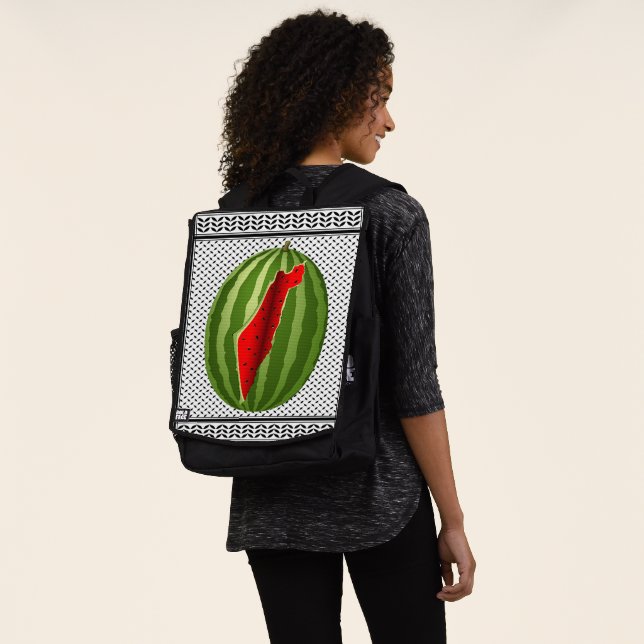 Watermelon Palestine Map Slice Backpack (Worn)