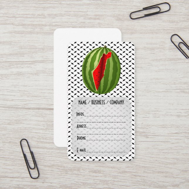 Watermelon Palestine Map Slice Business Card (Front/Back In Situ)