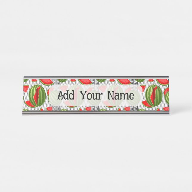 Watermelon Palestine Map Slice Desk Name Plate (Front)