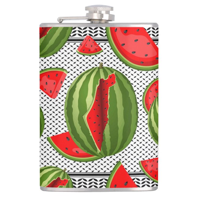 Watermelon Palestine Map Slice Hip Flask (Front)