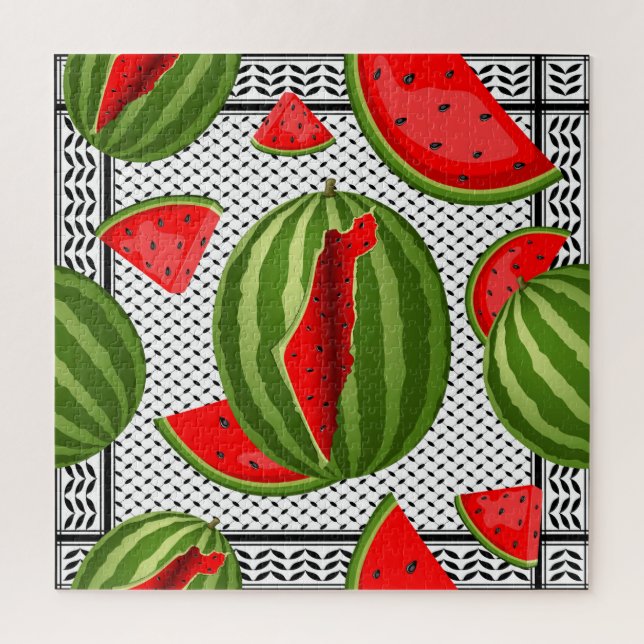 Watermelon Palestine Map Slice Jigsaw Puzzle (Vertical)