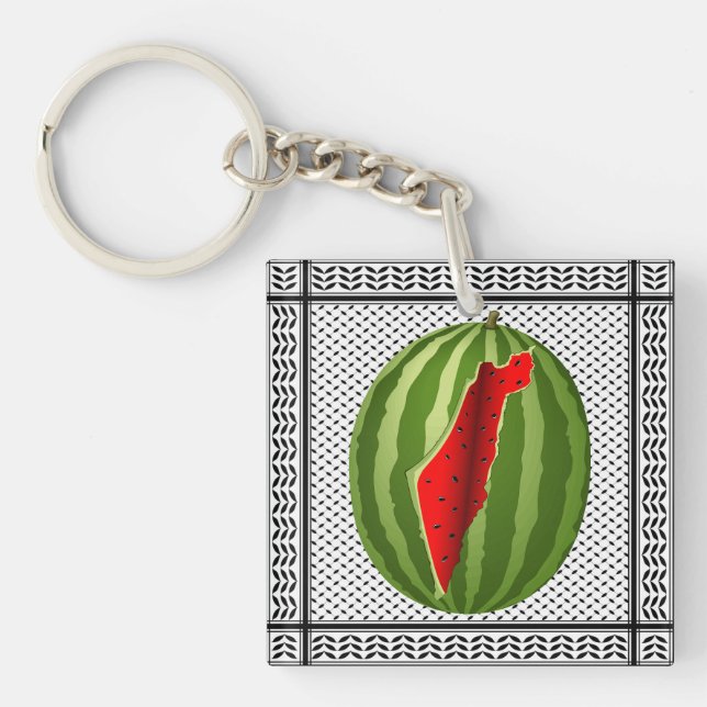 Watermelon Palestine Map Slice Key Ring (Front)
