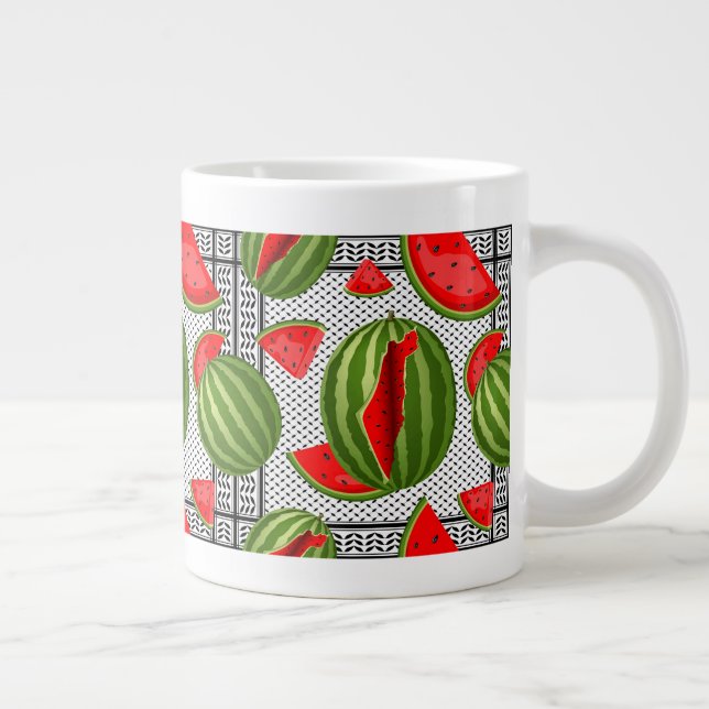 Watermelon Palestine Map Slice Large Coffee Mug (Right)