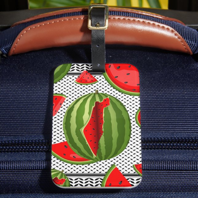 Watermelon Palestine Map Slice Luggage Tag (Front Insitu 2)