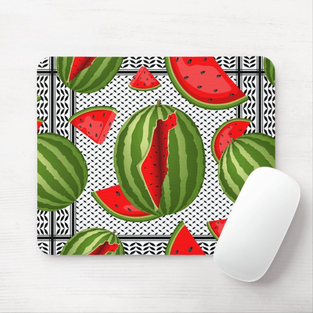 Watermelon Palestine Map Slice Mouse Mat (With Mouse)