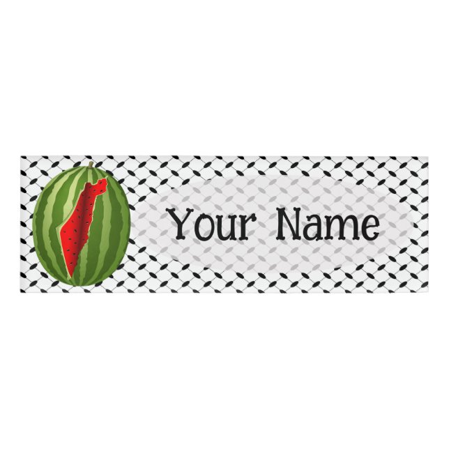 Watermelon Palestine Map Slice Name Tag (Front)