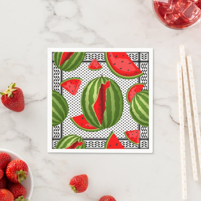Watermelon Palestine Map Slice Napkin (Insitu)
