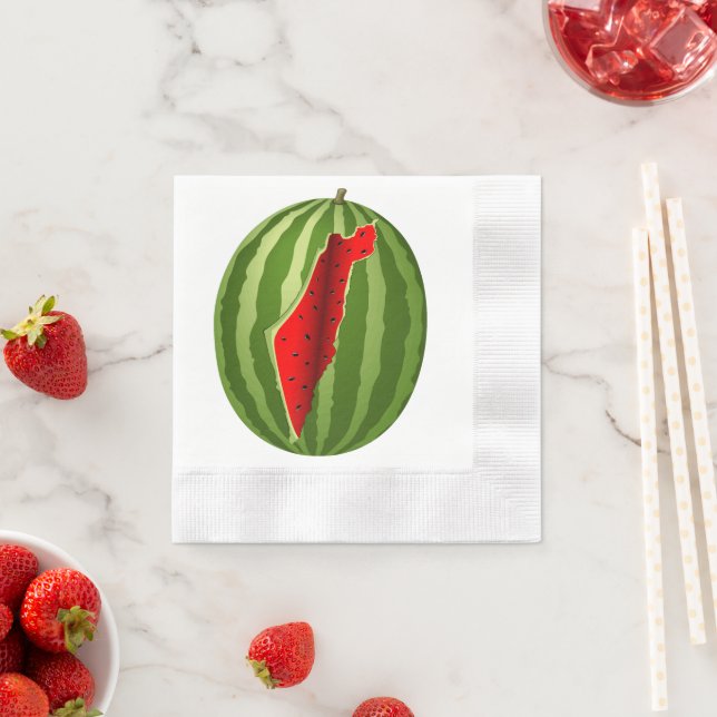 Watermelon Palestine Map Slice Napkin (Insitu)