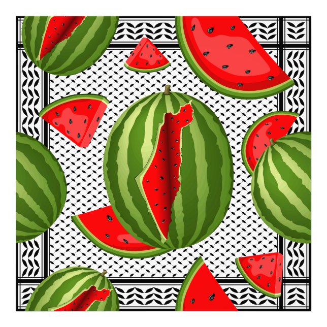Watermelon Palestine Map Slice Photo Print (Front)