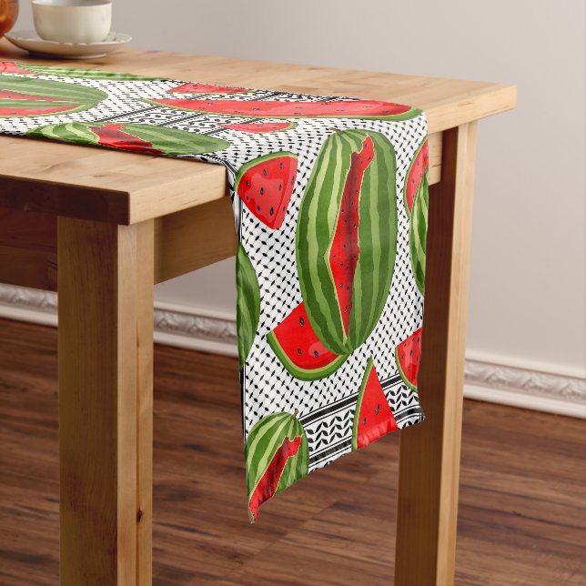 Watermelon Palestine Map Slice Short Table Runner (In Situ)