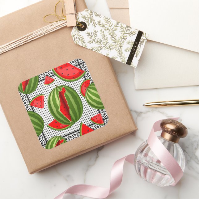 Watermelon Palestine Map Slice Square Sticker (Gifting)