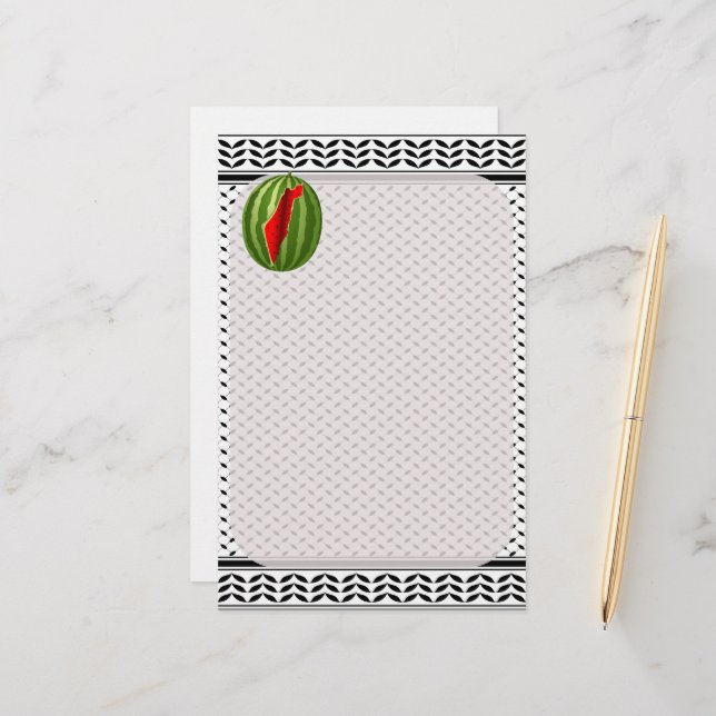 Watermelon Palestine Map Slice Stationery (Front/Back In Situ)