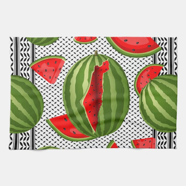 Watermelon Palestine Map Slice Tea Towel (Horizontal)