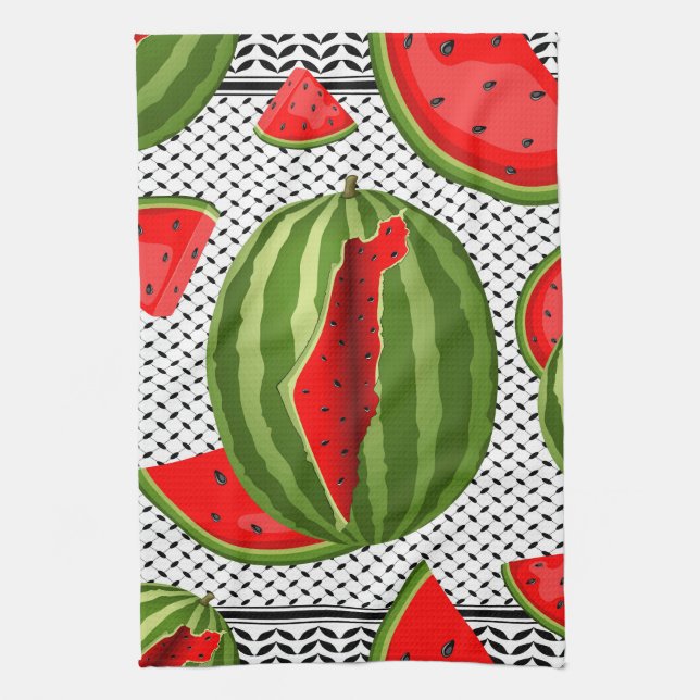 Watermelon Palestine Map Slice Tea Towel (Vertical)