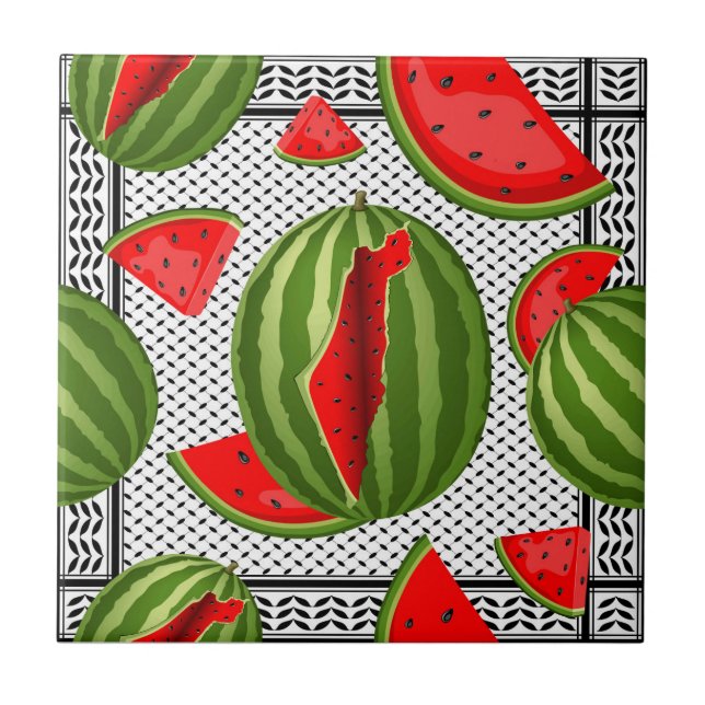 Watermelon Palestine Map Slice Tile (Front)