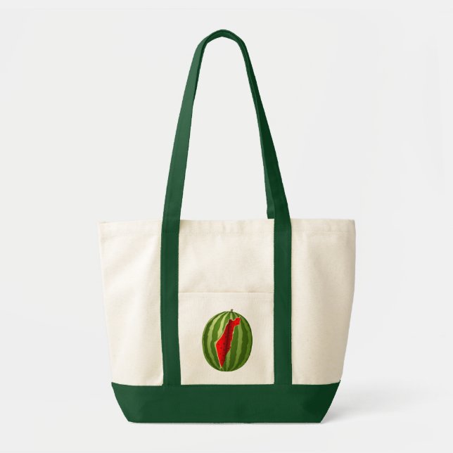 Watermelon Palestine Map Slice Tote Bag (Front)