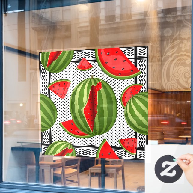 Watermelon Palestine Map Slice Window Cling (Cafe Window)