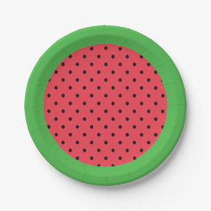 Watermelon paper plate, summer fruit green pink paper plate