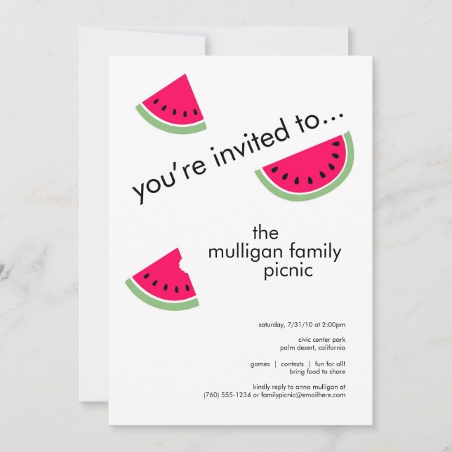 Watermelon Party Invitations for Any Occasion (Front)
