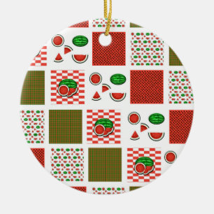 Watermelon Patchwork Ceramic Tree Decoration