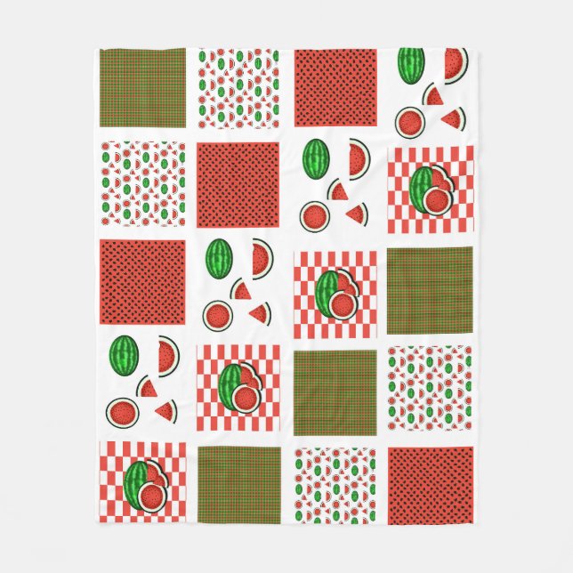 Watermelon Patchwork Fleece Blanket (Front)