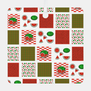 Watermelon Patchwork Metal Tree Decoration