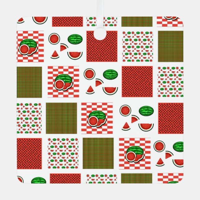 Watermelon Patchwork Metal Tree Decoration (Front)