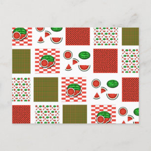 Watermelon Patchwork Postcard